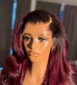 20" premium vietnamese bouncy burgundy wig